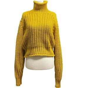 H&M Chunky Knit Cropped Turtleneck Sweater Size XS
